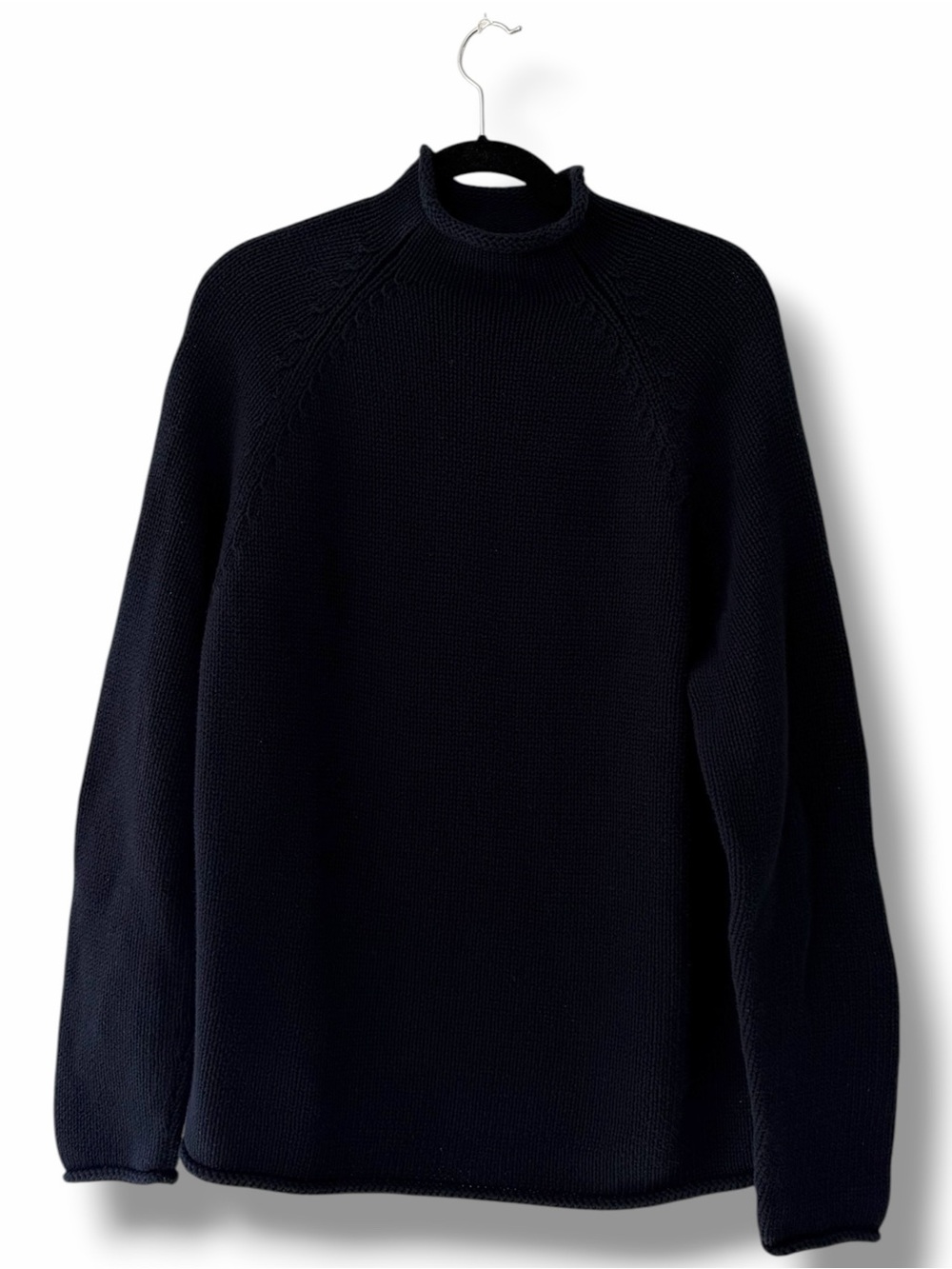 J. Crew Navy Blue Vintage Cotton Rollneck Sweater Slouchy Fit Classic Medium - Picture 2 of 8